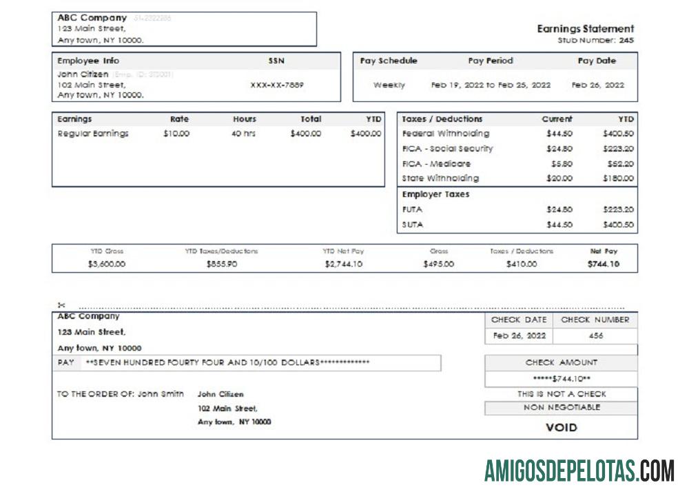 Demonstrativo de ganhos nos EUA e Nova York exemplo